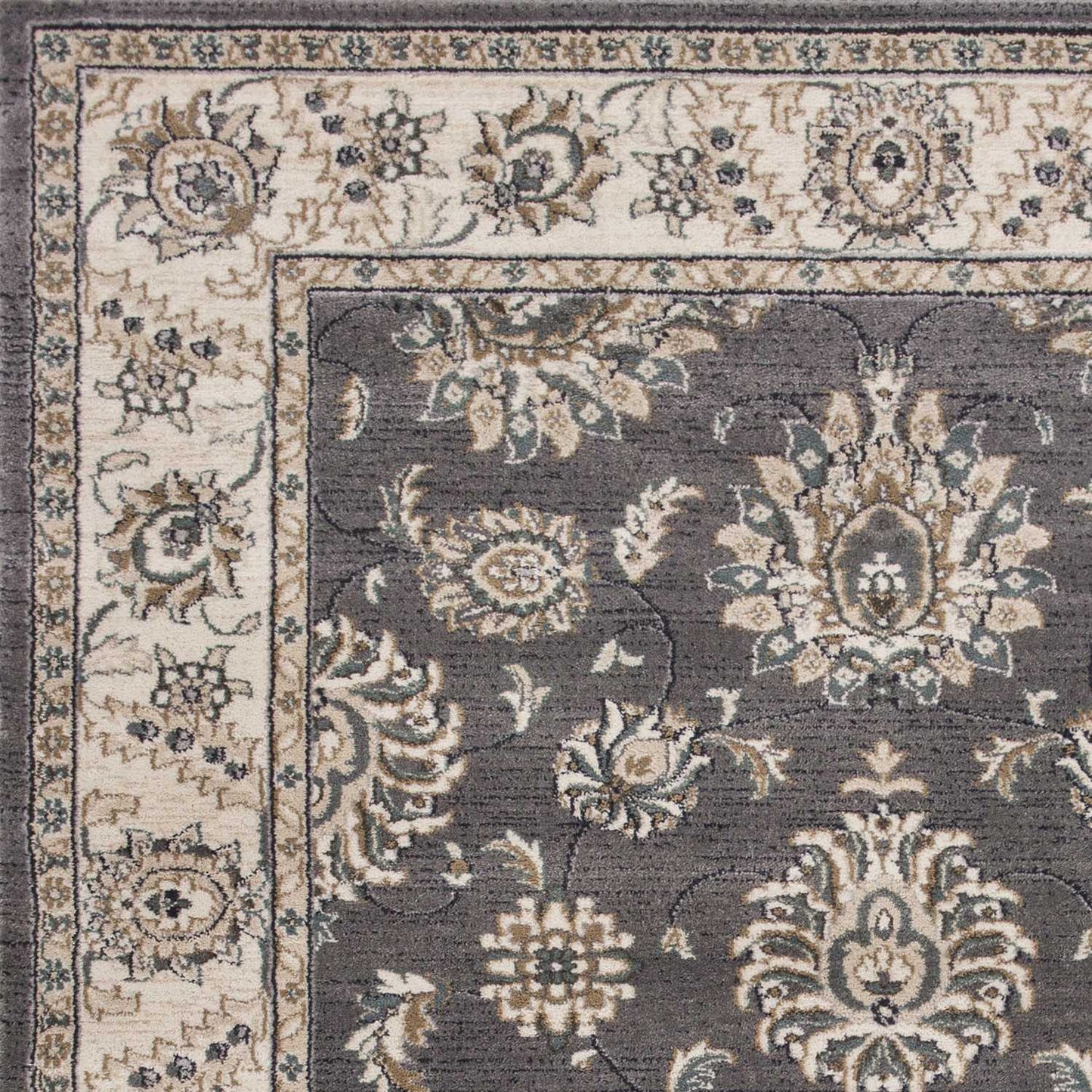 3' X 5' Gray and Ivory Floral Area Rug