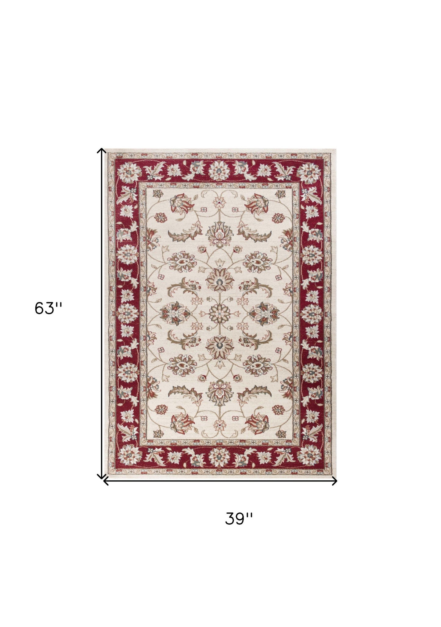 9' X 12'  Polypropylene Ivory Or Red Area Rug