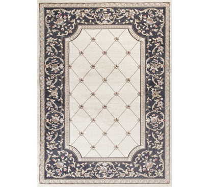 8' X 10' Ivory Grey Floral Indoor Area Rug