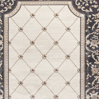 8' X 10' Ivory Grey Floral Indoor Area Rug