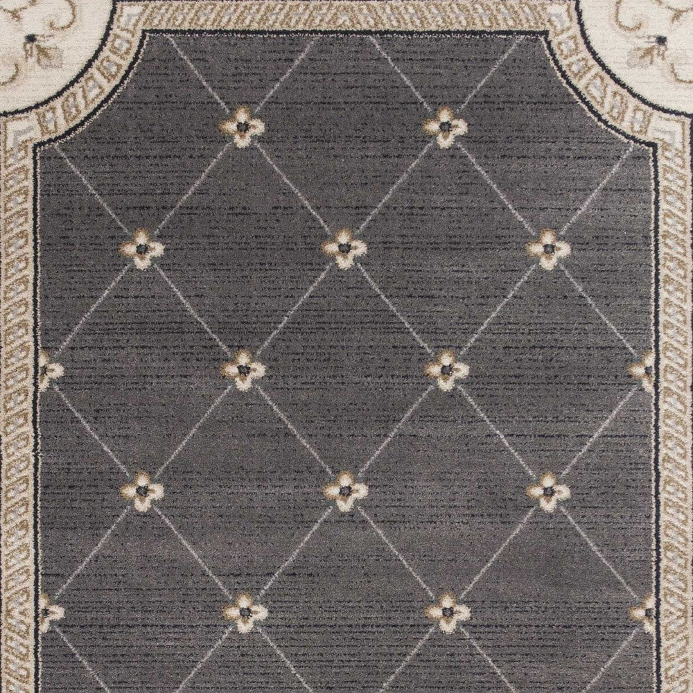 3' X 5' Gray and Ivory Trellis Area Rug