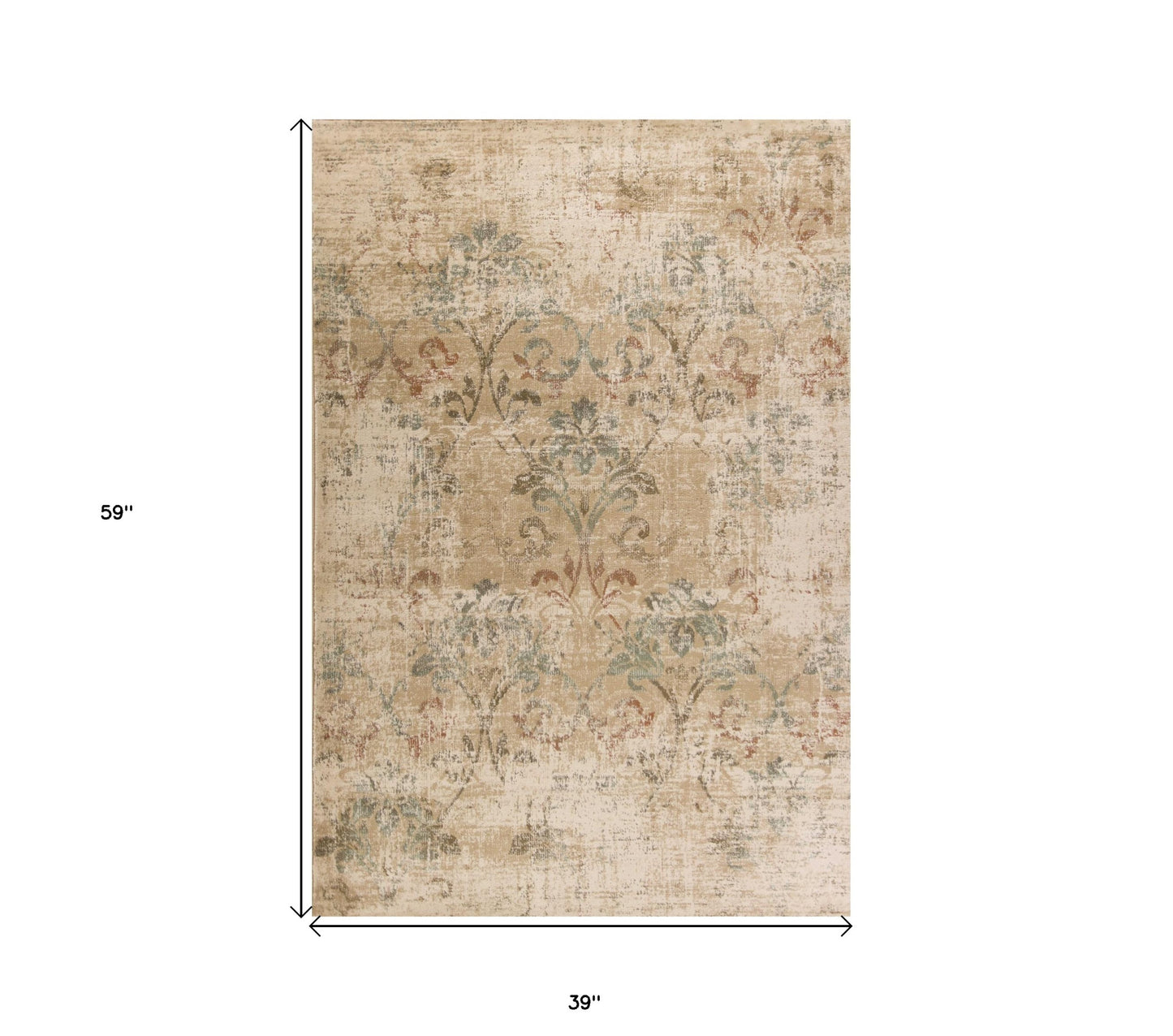 8' X 11' Champagne Beige Machine Woven Damask Indoor Area Rug