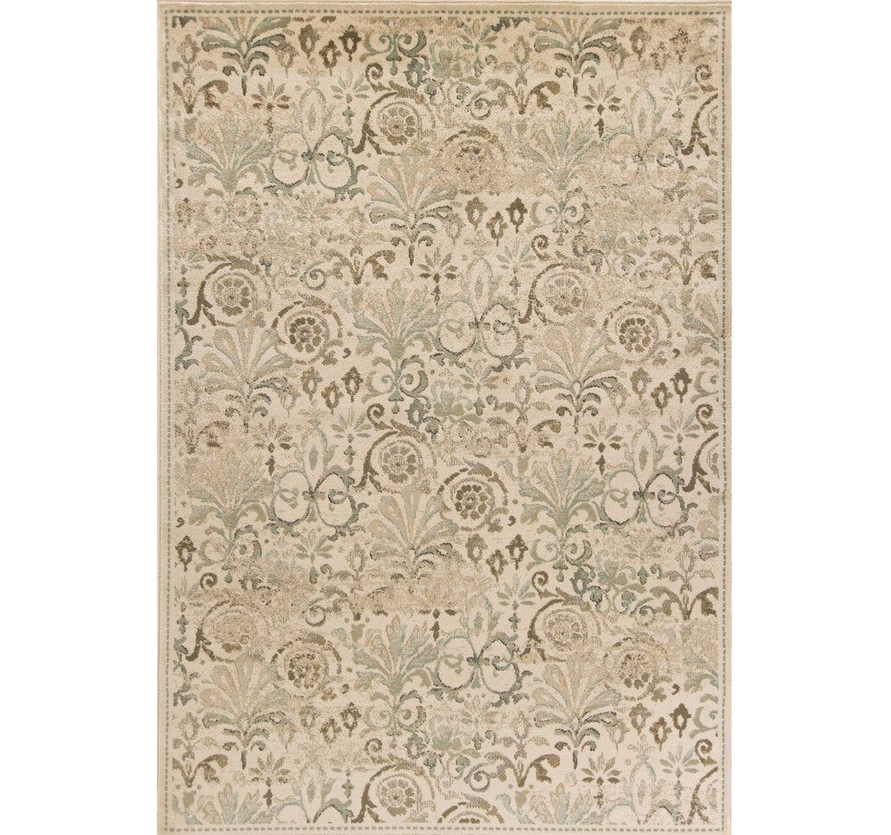 8' X 11' Ivory And Brown Floral Medallion Area Rug