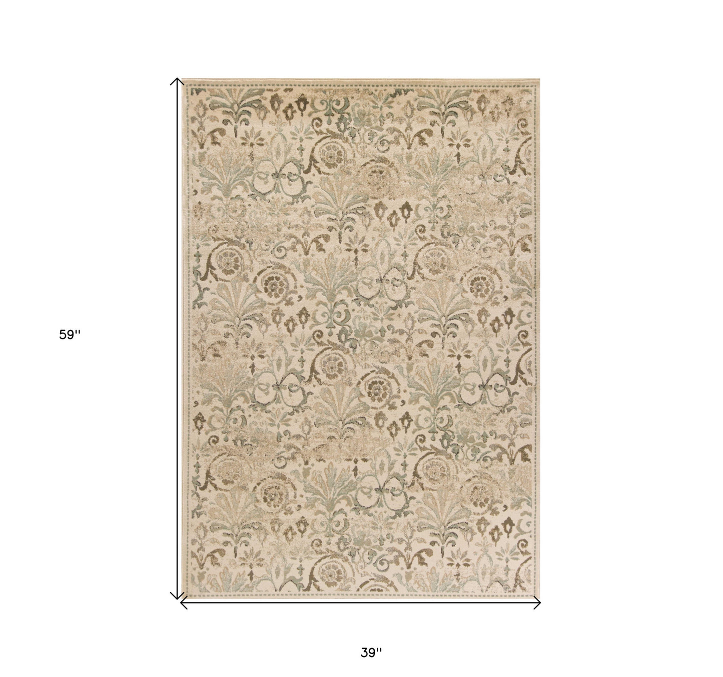 5' X 8' Ivory Vintage Area Rug