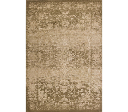 8' Beige Machine Woven Distressed Floral Traditional Round Indoor Area Rug