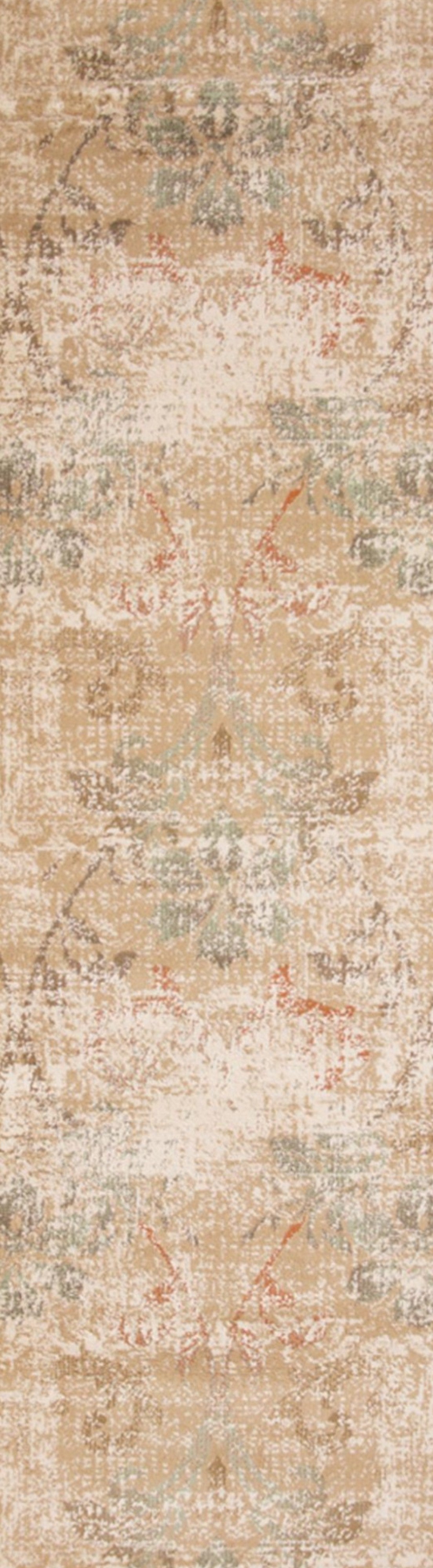 8' X 11' Champagne Beige Machine Woven Damask Indoor Area Rug