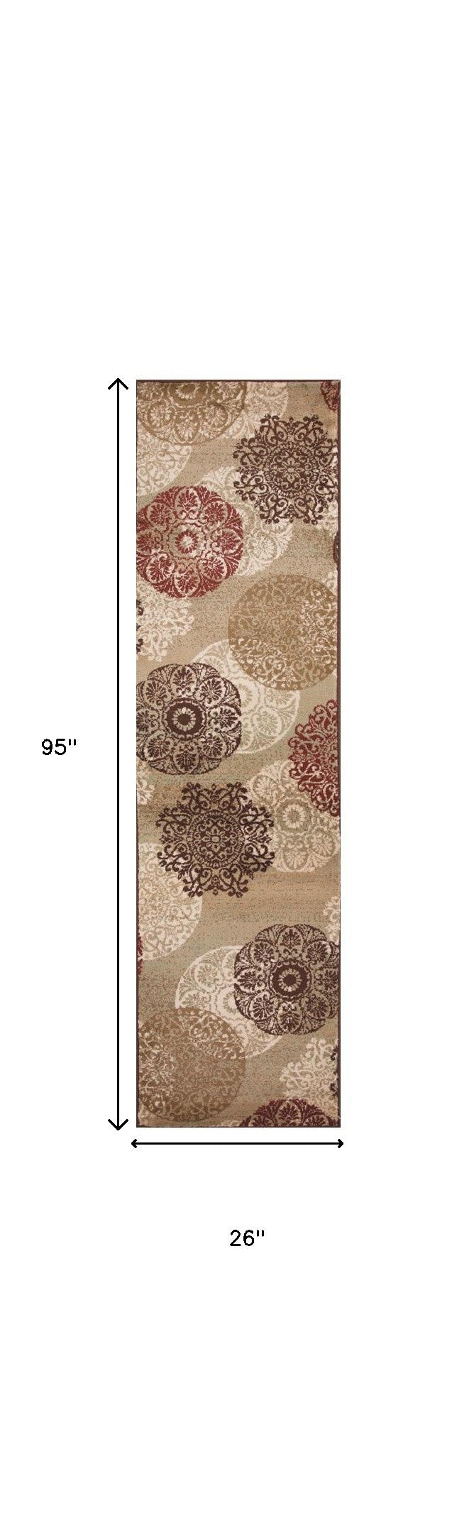 5' X 8' Sage Green Machine Woven Floral Medallion Disk Indoor Area Rug