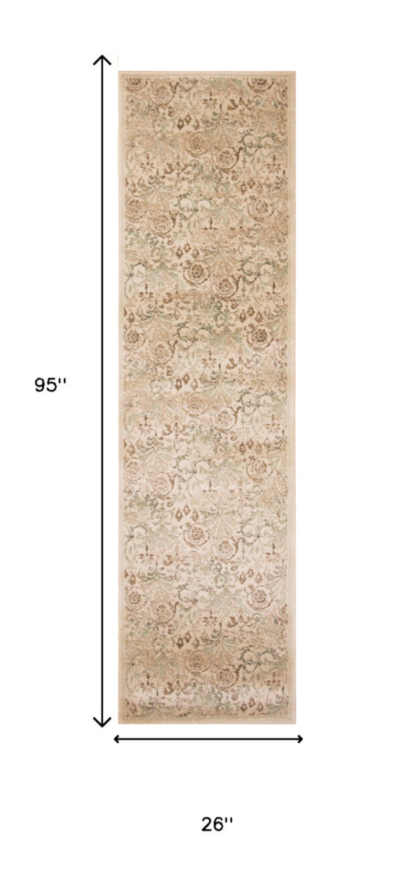 5' X 8' Ivory Vintage Area Rug