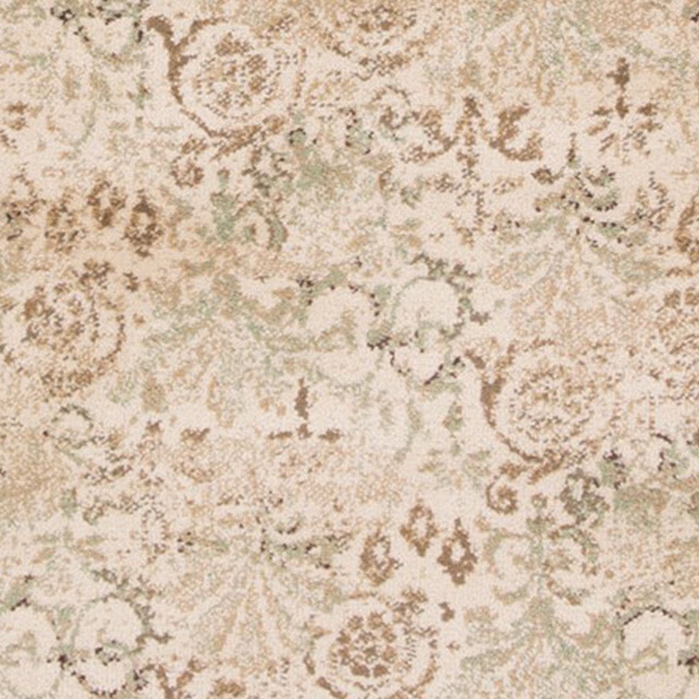 8' X 11' Ivory And Brown Floral Medallion Area Rug