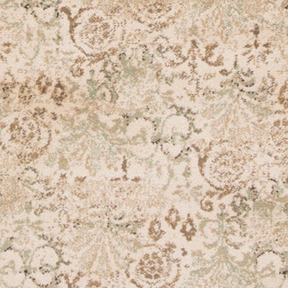 8' X 11' Ivory And Brown Floral Medallion Area Rug