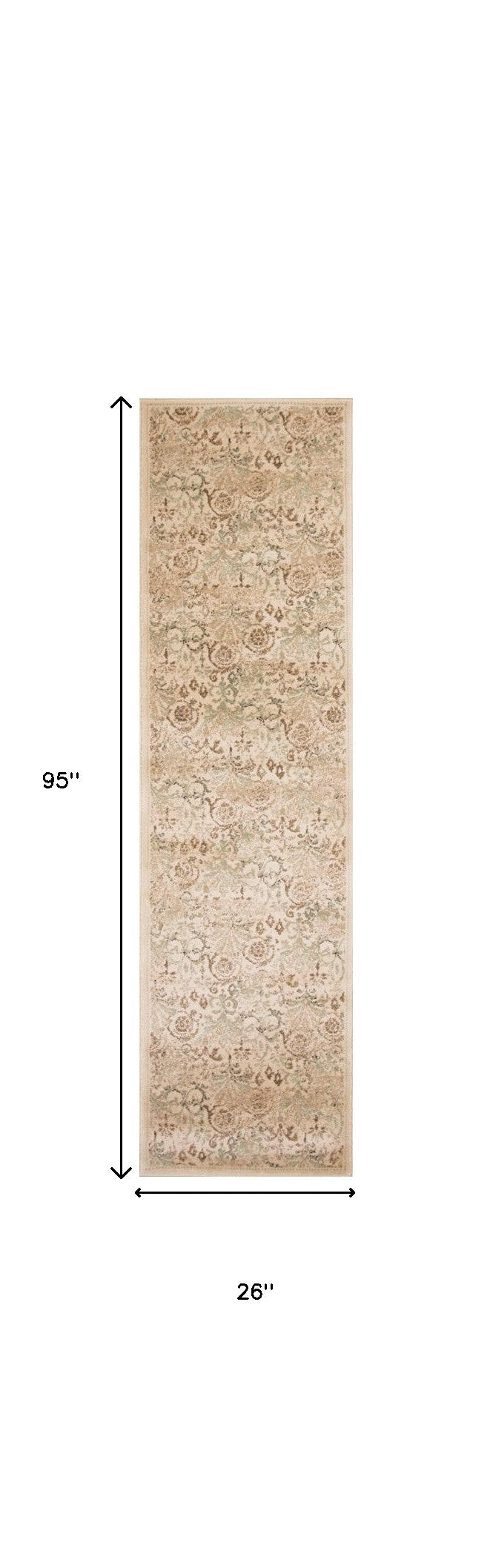 5' X 8' Ivory Vintage Area Rug