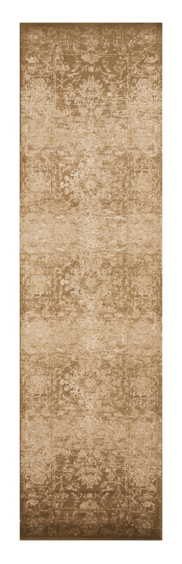 8' Beige Machine Woven Distressed Floral Traditional Round Indoor Area Rug