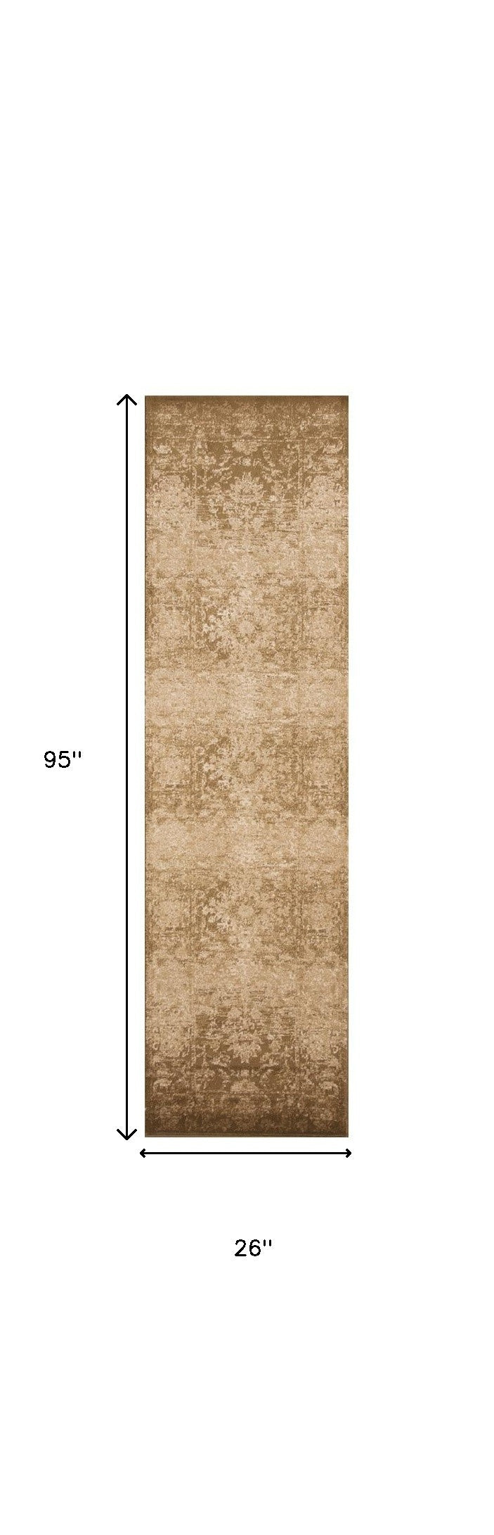 8' Beige Machine Woven Distressed Floral Traditional Round Indoor Area Rug