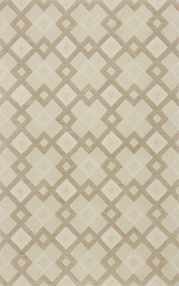 5' X 8' Ivory And Brown Wool Geometric Hand Tufted Area Rug