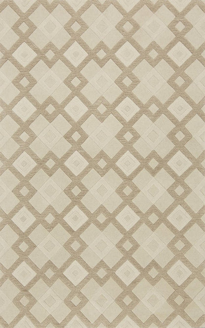 5' X 8' Ivory And Brown Wool Geometric Hand Tufted Area Rug