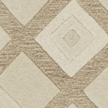 5' X 8' Ivory And Brown Wool Geometric Hand Tufted Area Rug