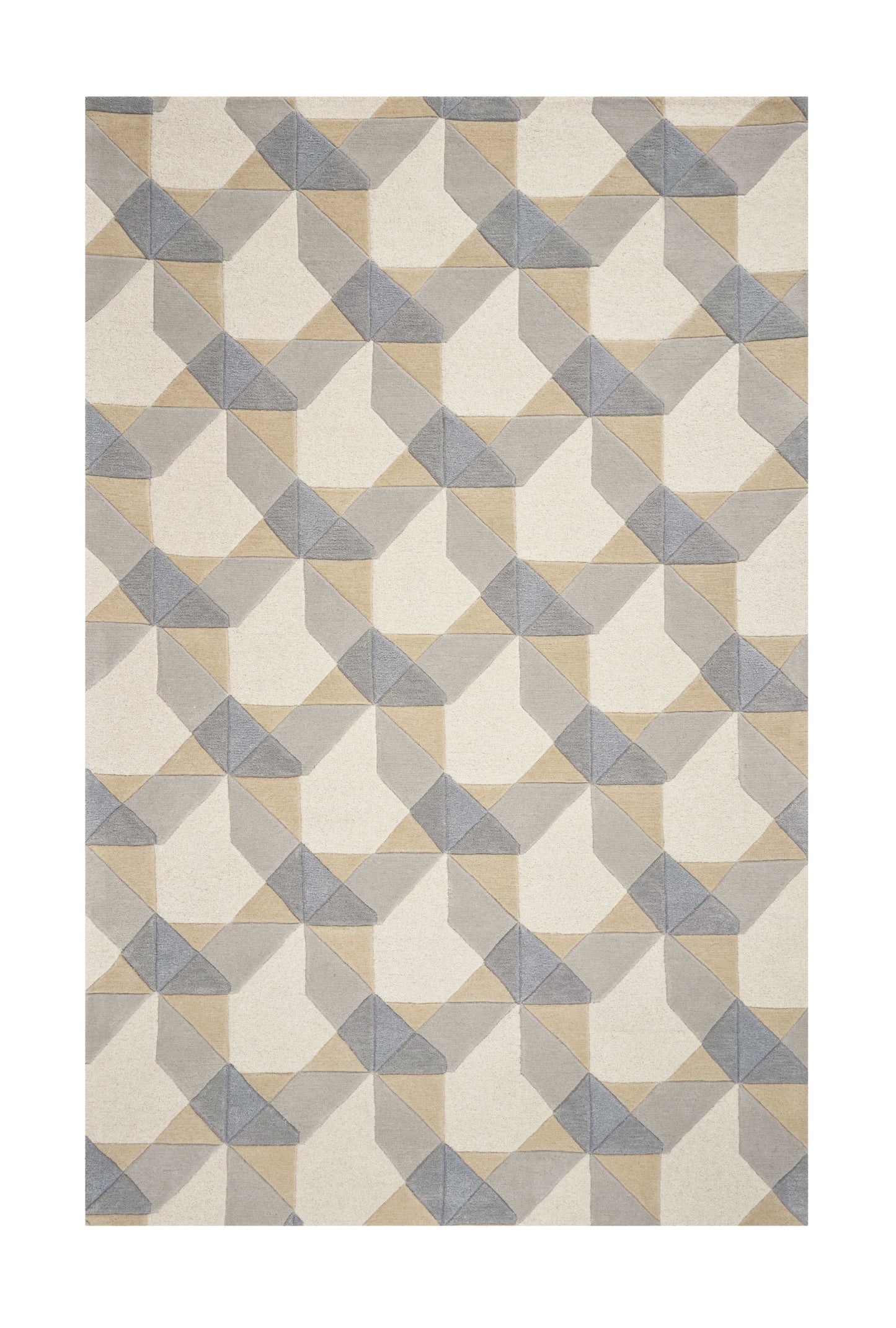 2' X 7' Ivory Or Grey Geometric Wool Runner Rug