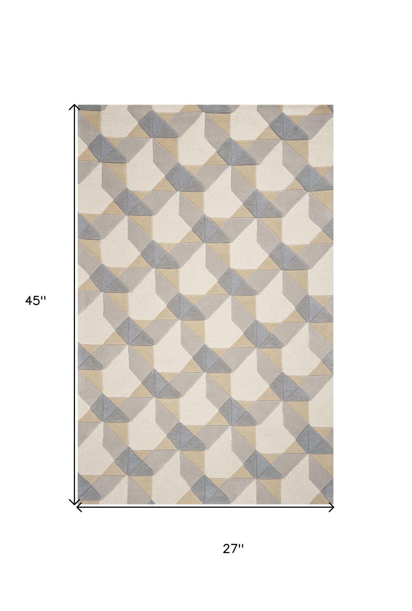 2' X 7' Ivory Or Grey Geometric Wool Runner Rug