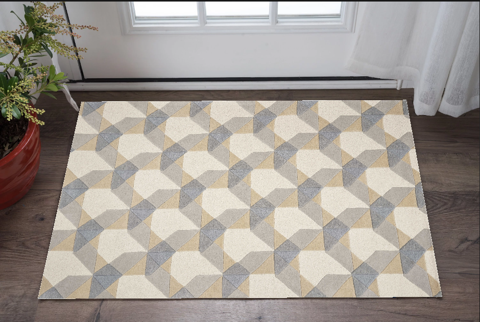 5' X 8'  Wool Ivory Or Grey Area Rug