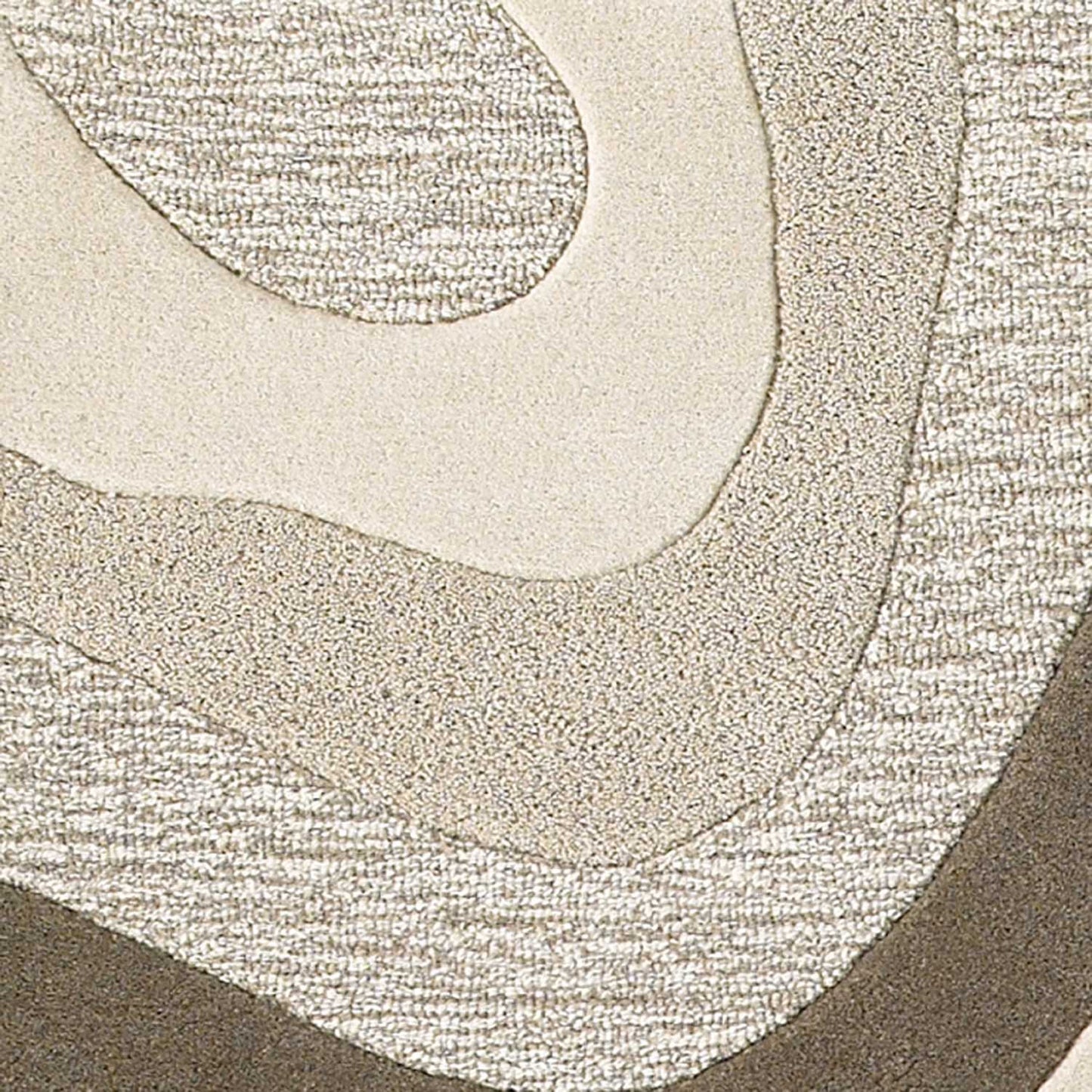 5' X 8' Natural Beige Hand Tufted Abstract Waves Indoor Area Rug