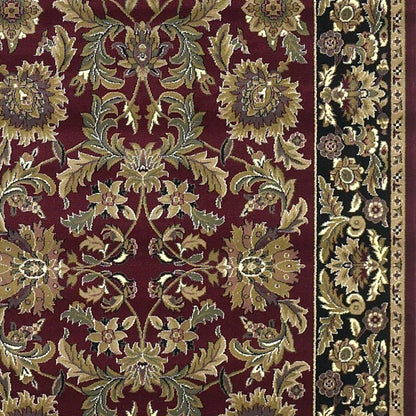 8' X 11' Red Black Machine Woven Floral Traditional Indoor Area Rug