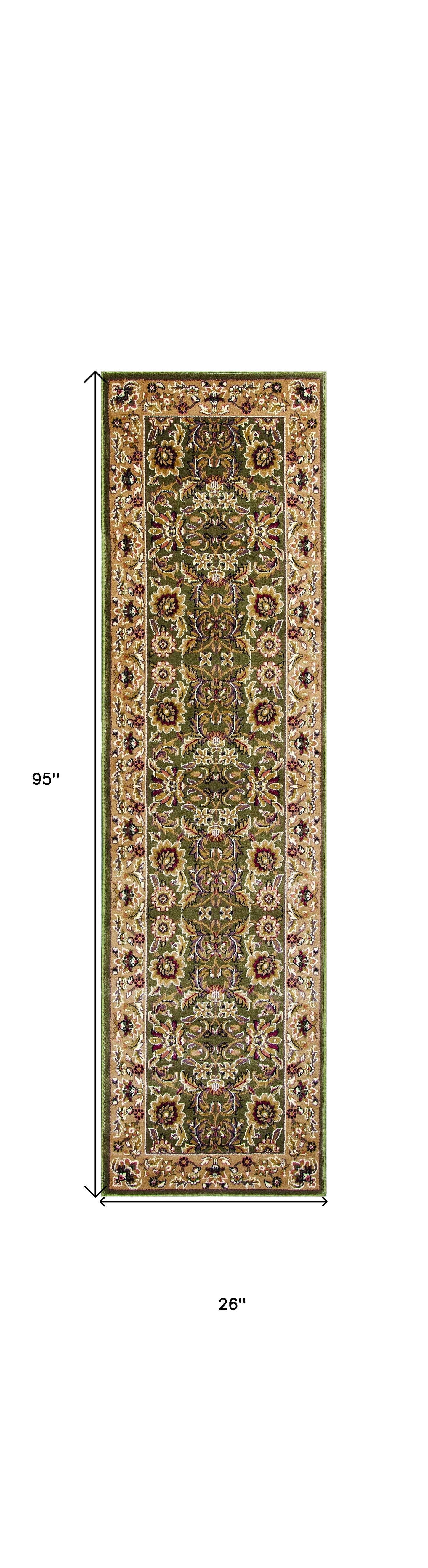 2'X3' Green Taupe Machine Woven Floral Traditional Indoor Accent Rug