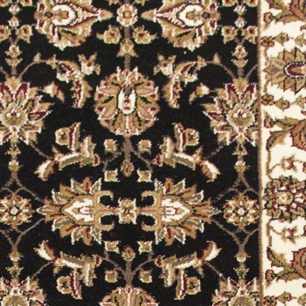 5' X 8' Black Or Ivory Floral Bordered Area Rug