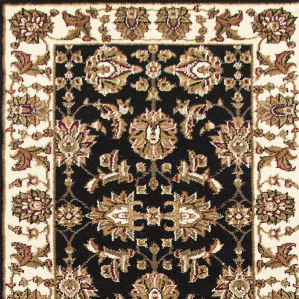 5' X 8' Black Or Ivory Floral Bordered Area Rug