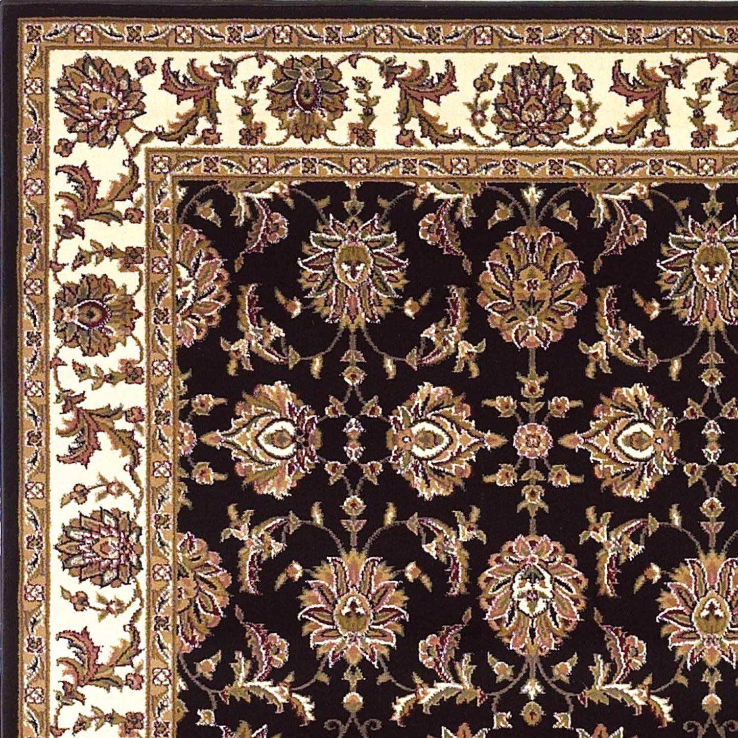 5' X 8' Black Or Ivory Floral Bordered Area Rug