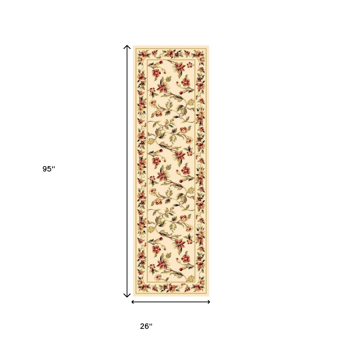 2'X3' Ivory Machine Woven Floral Vines Indoor Accent Rug