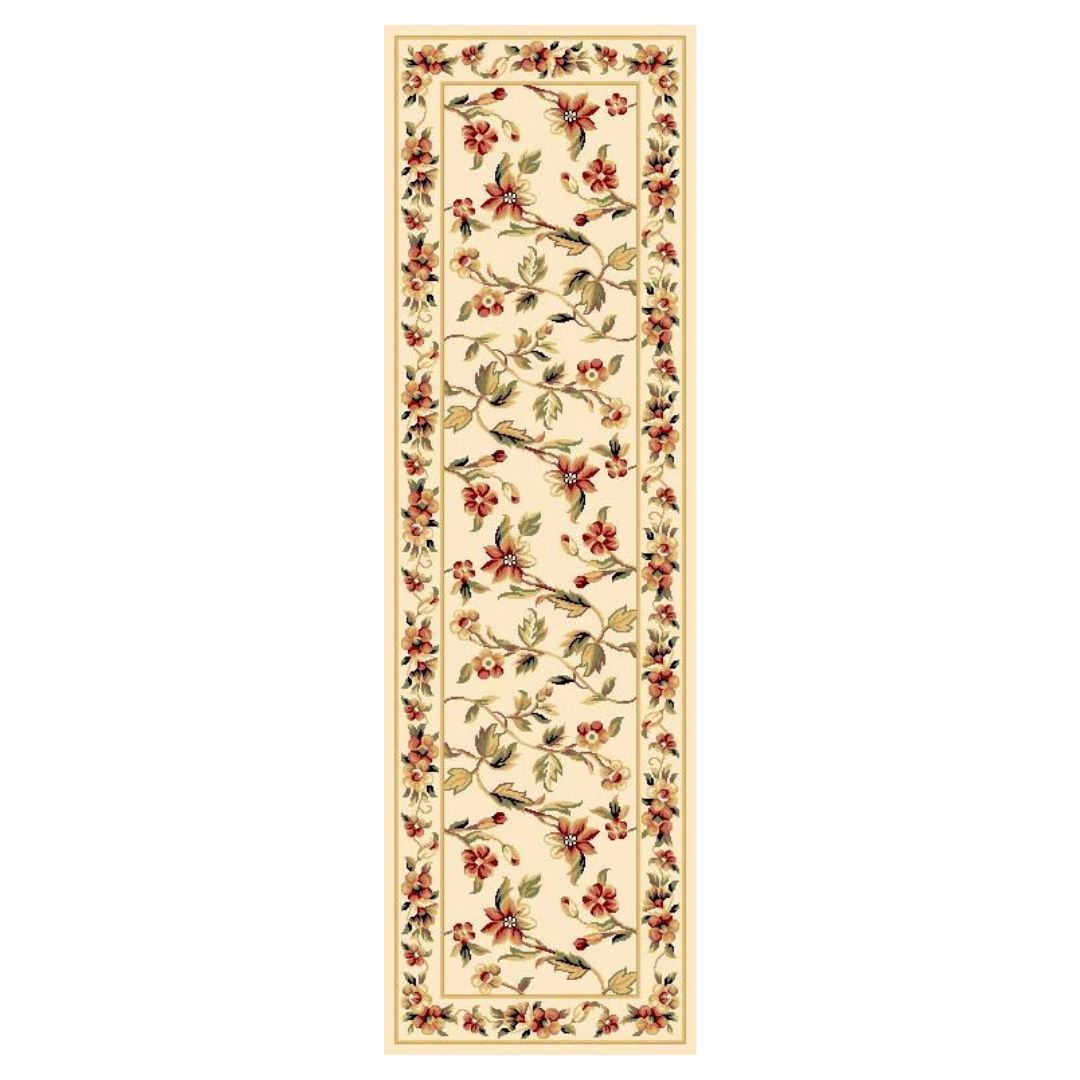 10' X 13' Ivory Machine Woven Floral Vines Indoor Area Rug