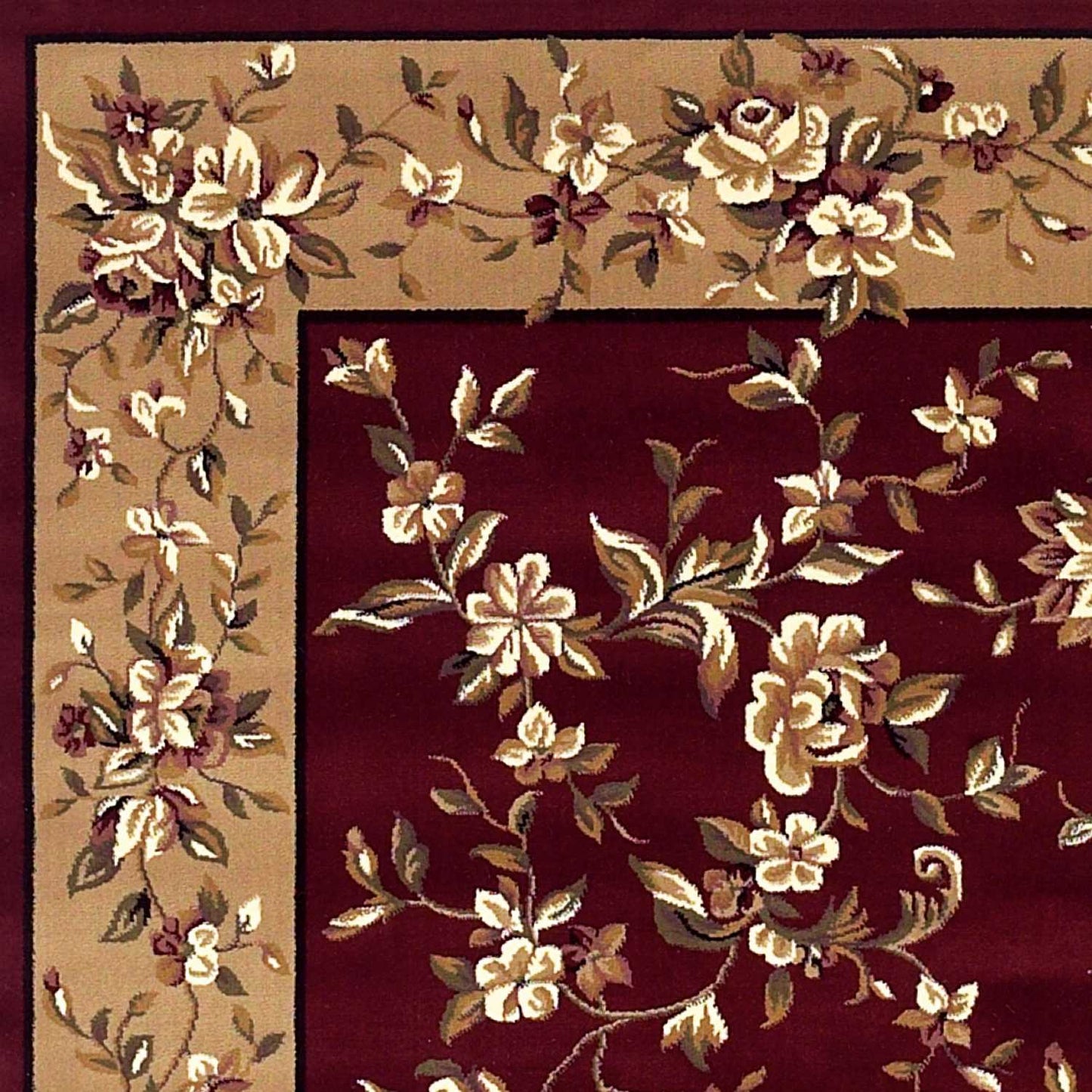 2' X 3' Red Beige Machine Woven Floral Traditional Indoor Accent Rug