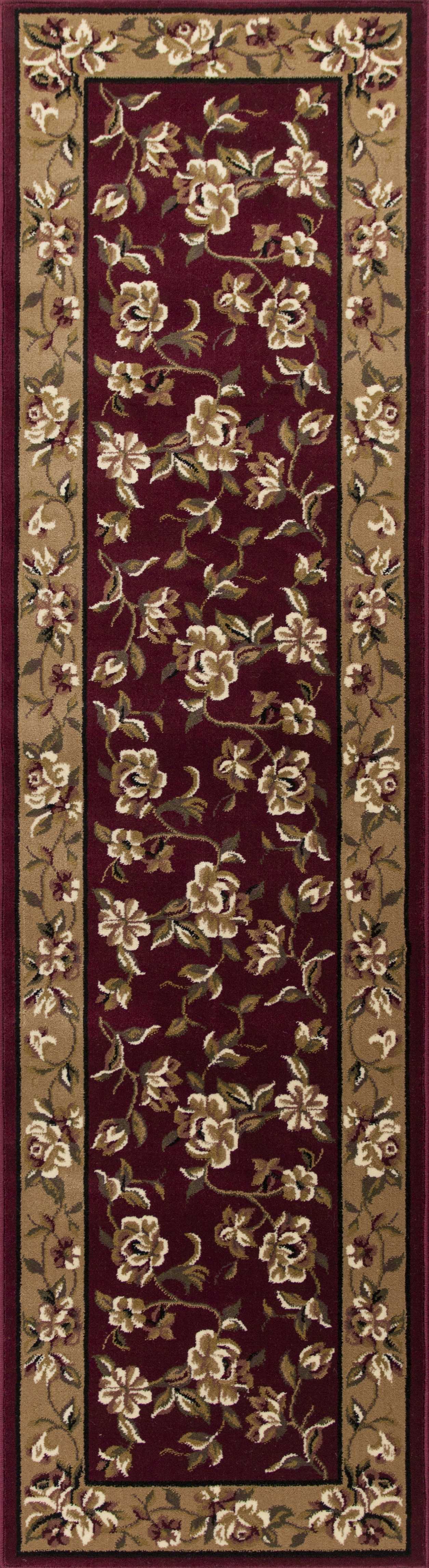 2' X 3' Red Beige Machine Woven Floral Traditional Indoor Accent Rug