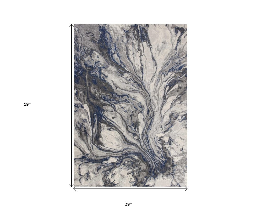 6' X 9' Blue And Gray Abstract Area Rug