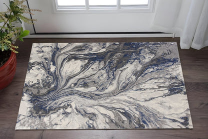 6' X 9' Blue And Gray Abstract Area Rug