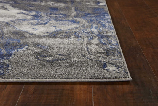 6' X 9' Blue And Gray Abstract Area Rug