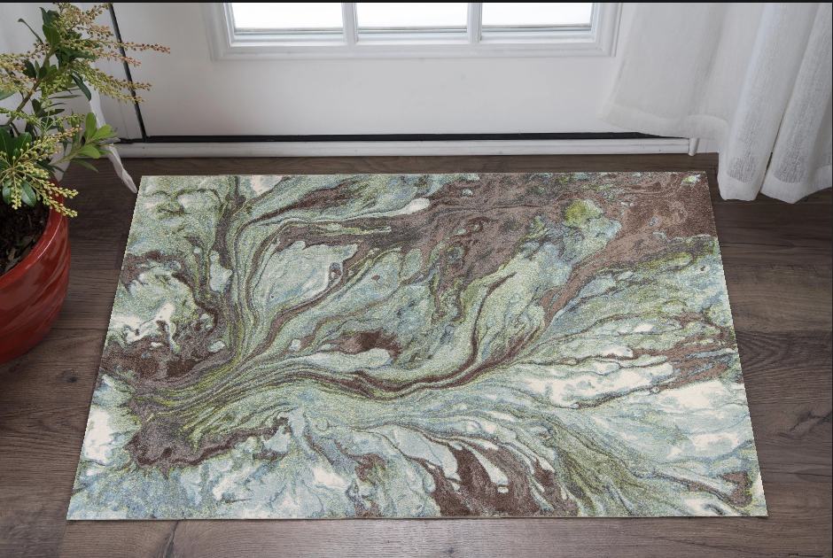 5' X 8' Seafoam Watercolor Indoor Area Rug