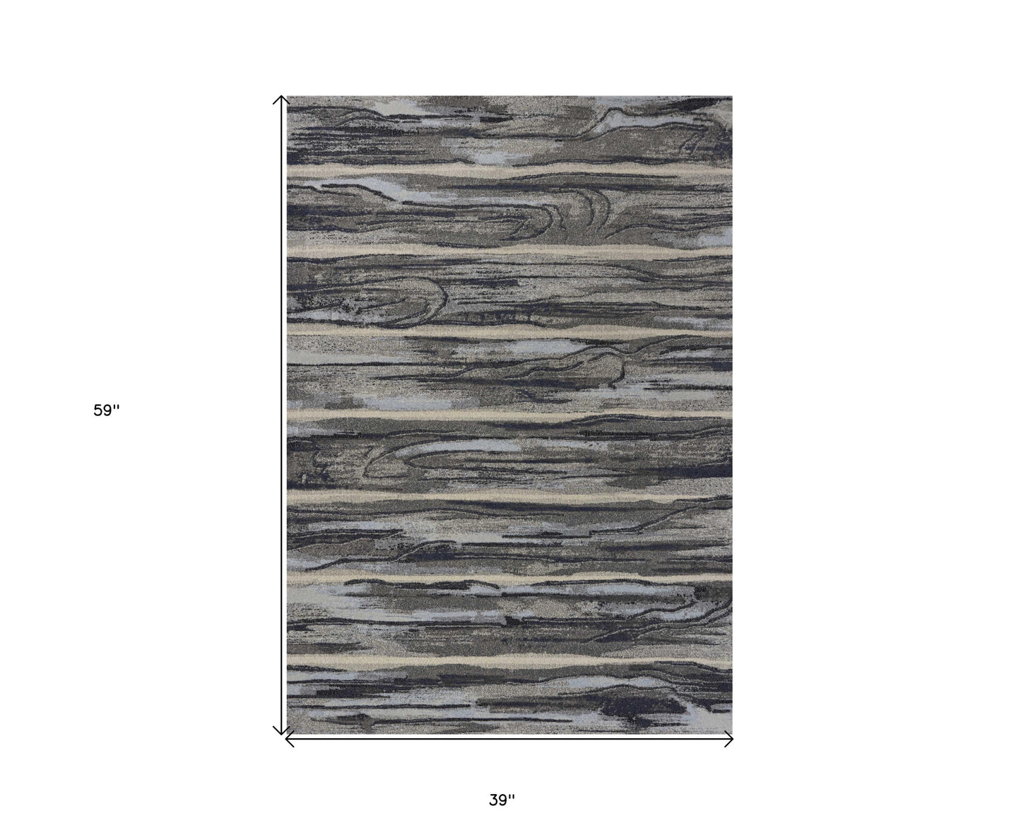 5' X 8' Grey Machine Woven Abstract Brushstroke Indoor Area Rug