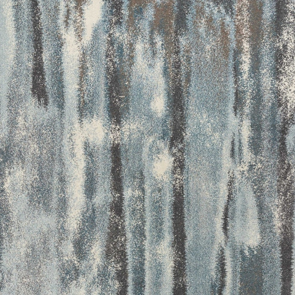 5' X 8' Teal Abstract Brushstrokes Indoor Area Rug