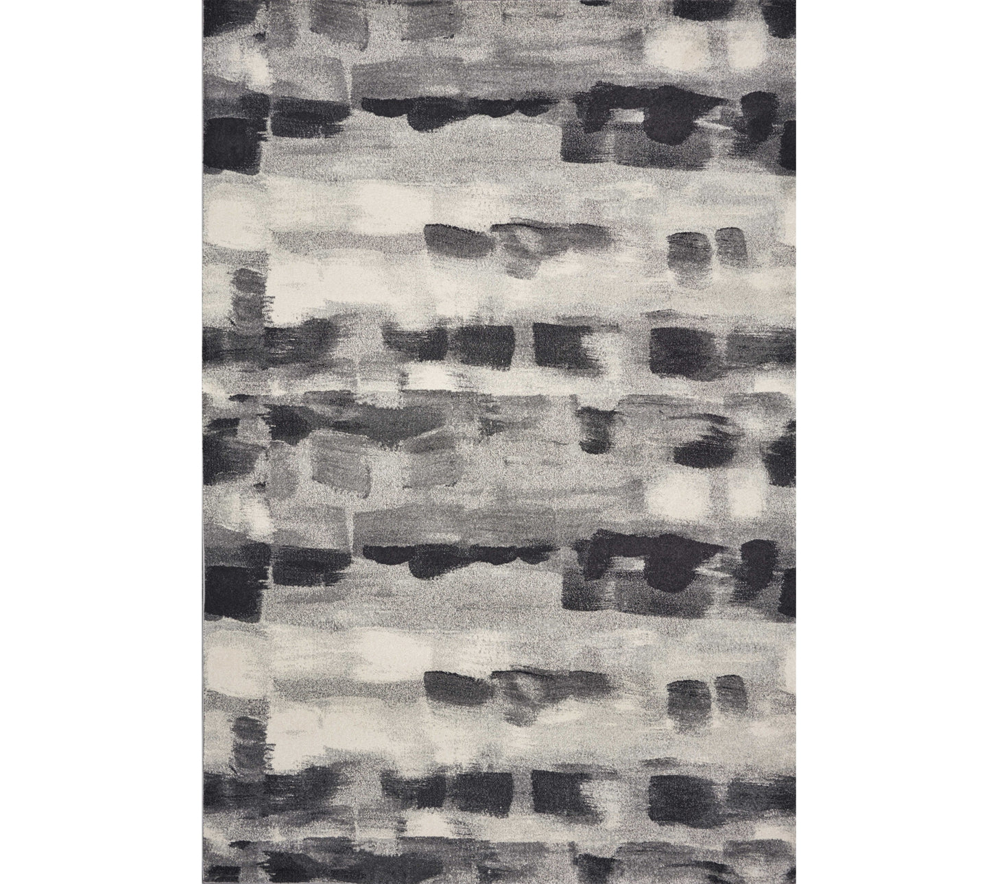 5' X 8' Shades Of Grey Machine Woven Abstract Brushstroke Indoor Area Rug