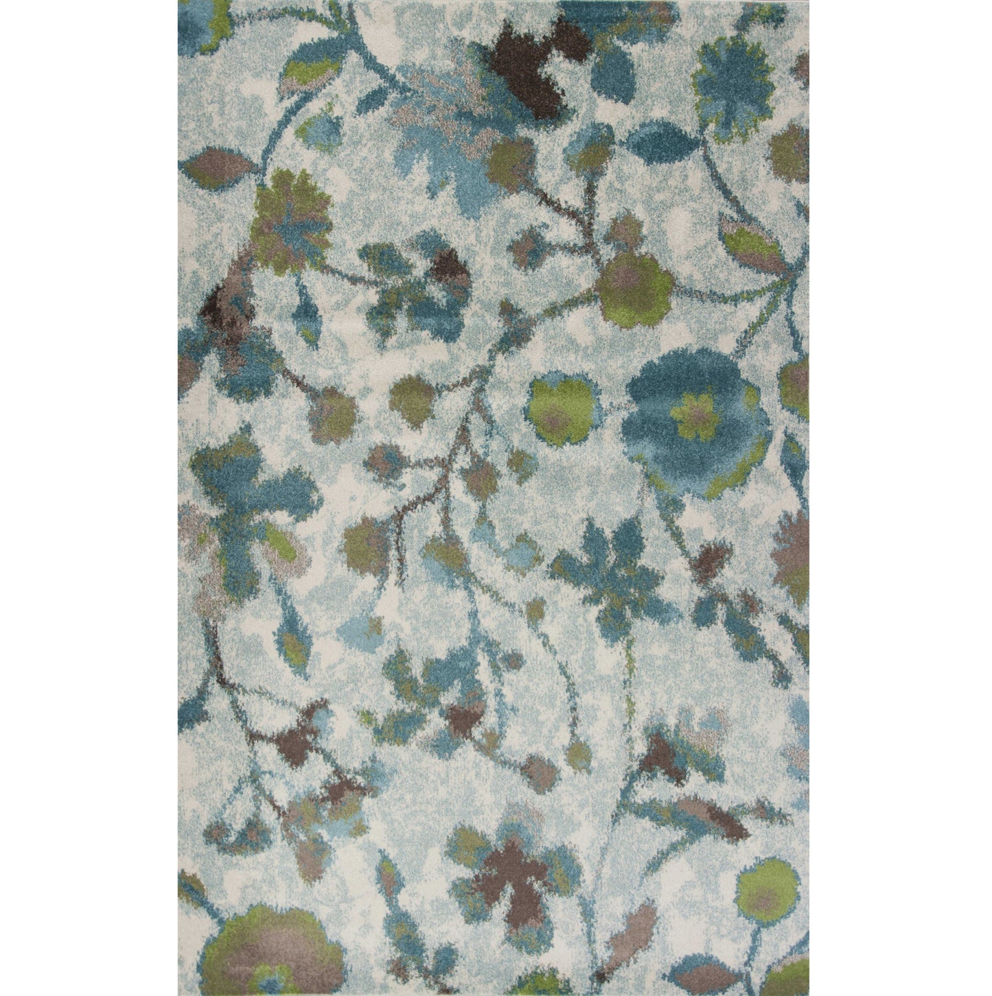 8'X11' Teal Blue Machine Woven Floral Indoor Area Rug