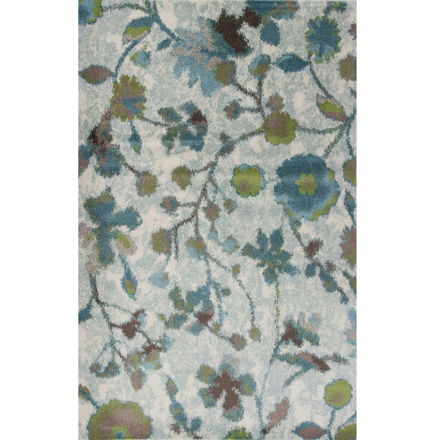 3' X 5' Teal Floral Vines Area Rug