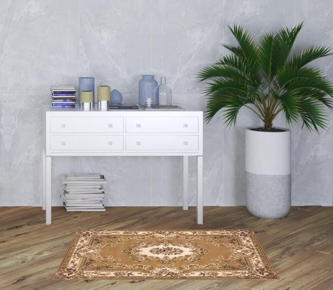 2' X 3' Polypropylene Beige Or Ivory Accent Rug