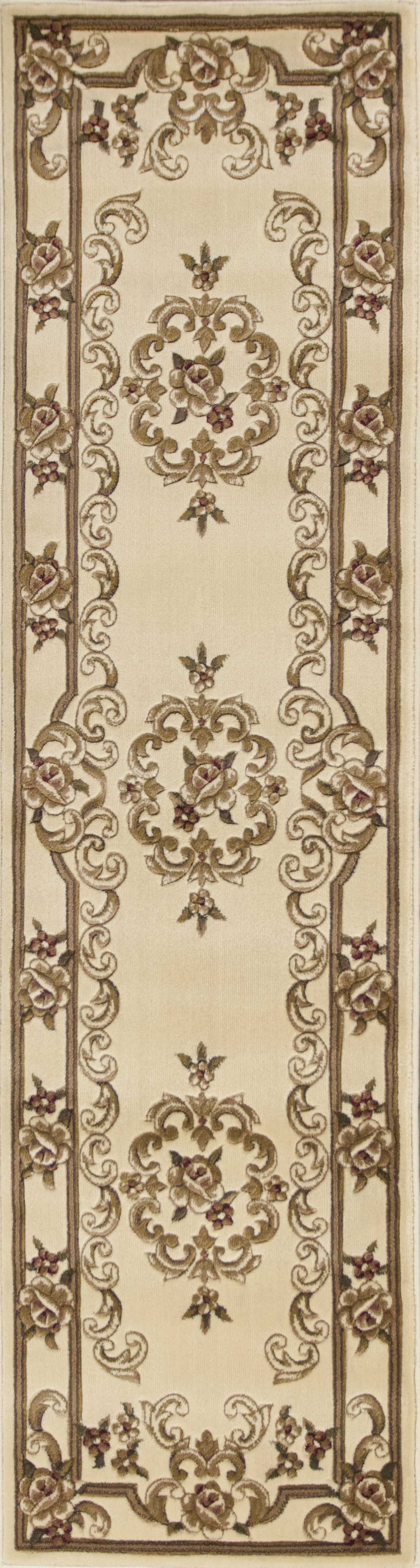 8'X11' Ivory Machine Woven Hand Carved Floral Medallion Indoor Area Rug