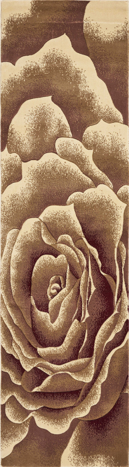 3' X 5' Ivory Machine Woven Hand Carved Oversized Floral Indoor Area Rug