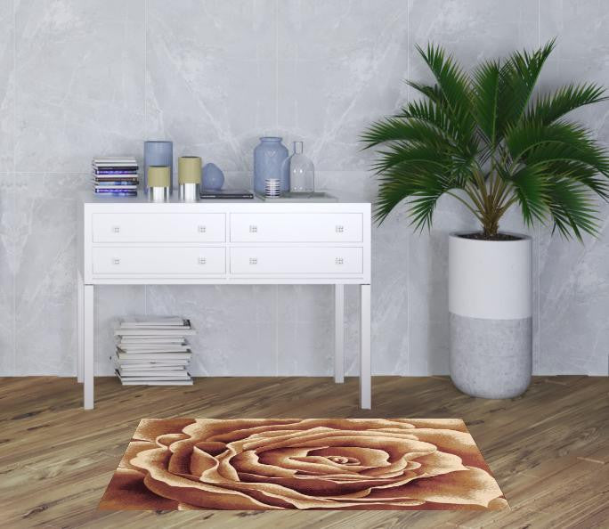 5' X 8' Ivory Floral Indoor Area Rug