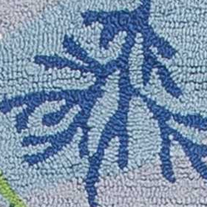 7' Blue and Gray Coral Hand Tufted Runner Rug