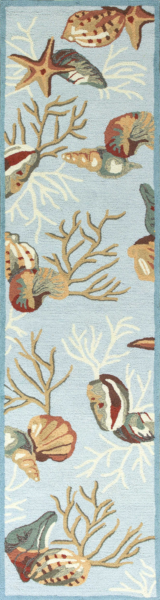 3' X 5' Blue Corals And Shells Area Rug