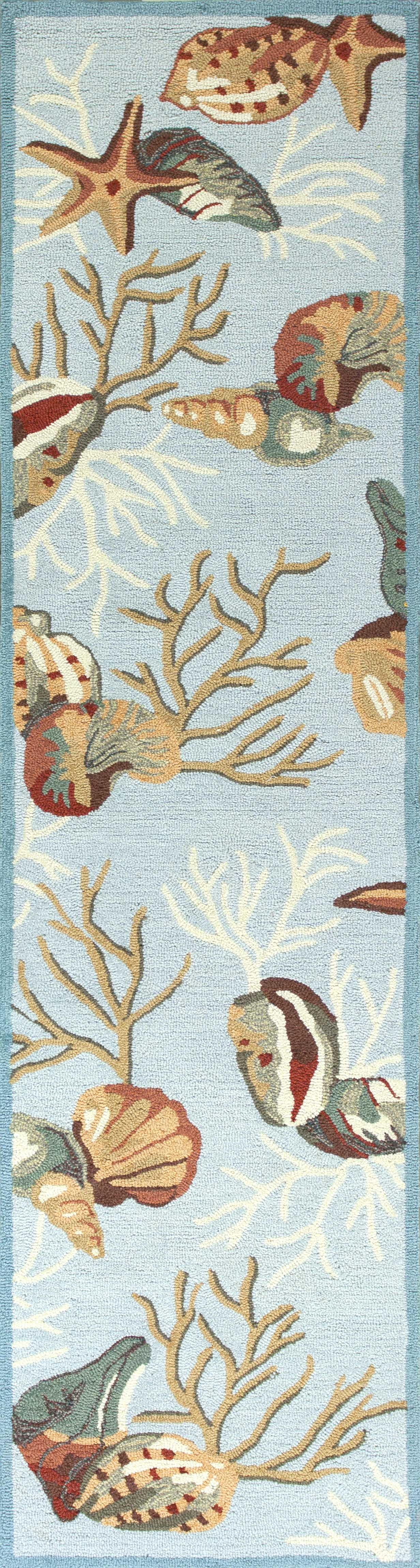 3' X 5' Blue Corals And Shells Area Rug