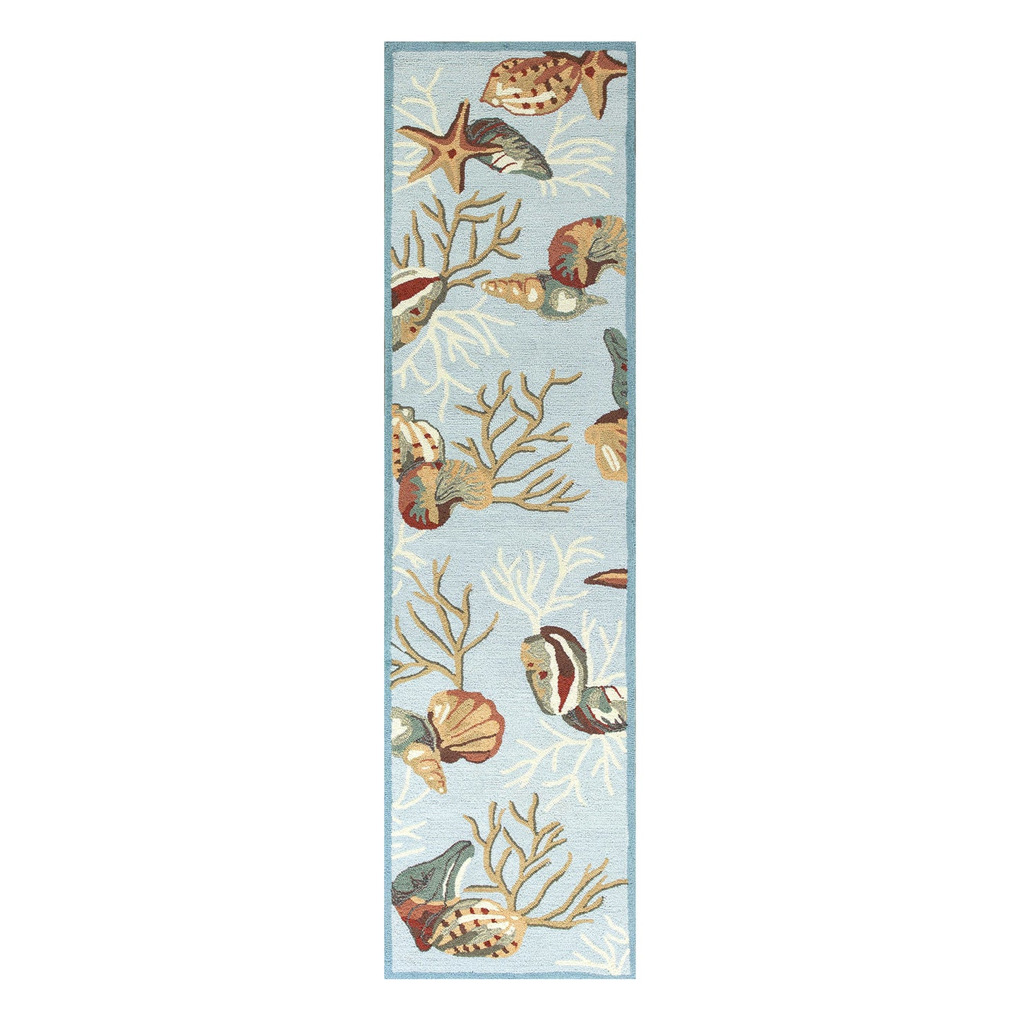 3' X 5' Blue Corals And Shells Area Rug